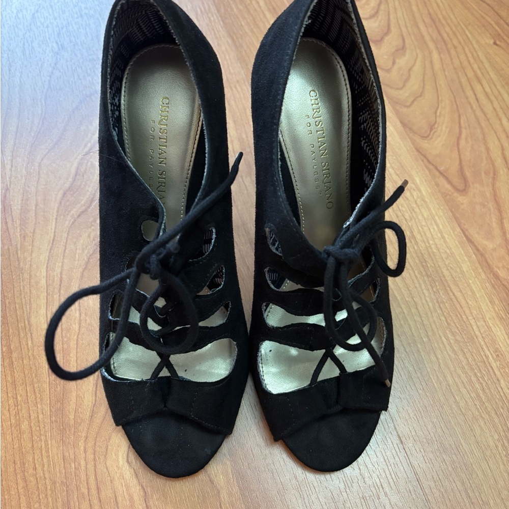 Christian Siriano Black Lace-Up Heels